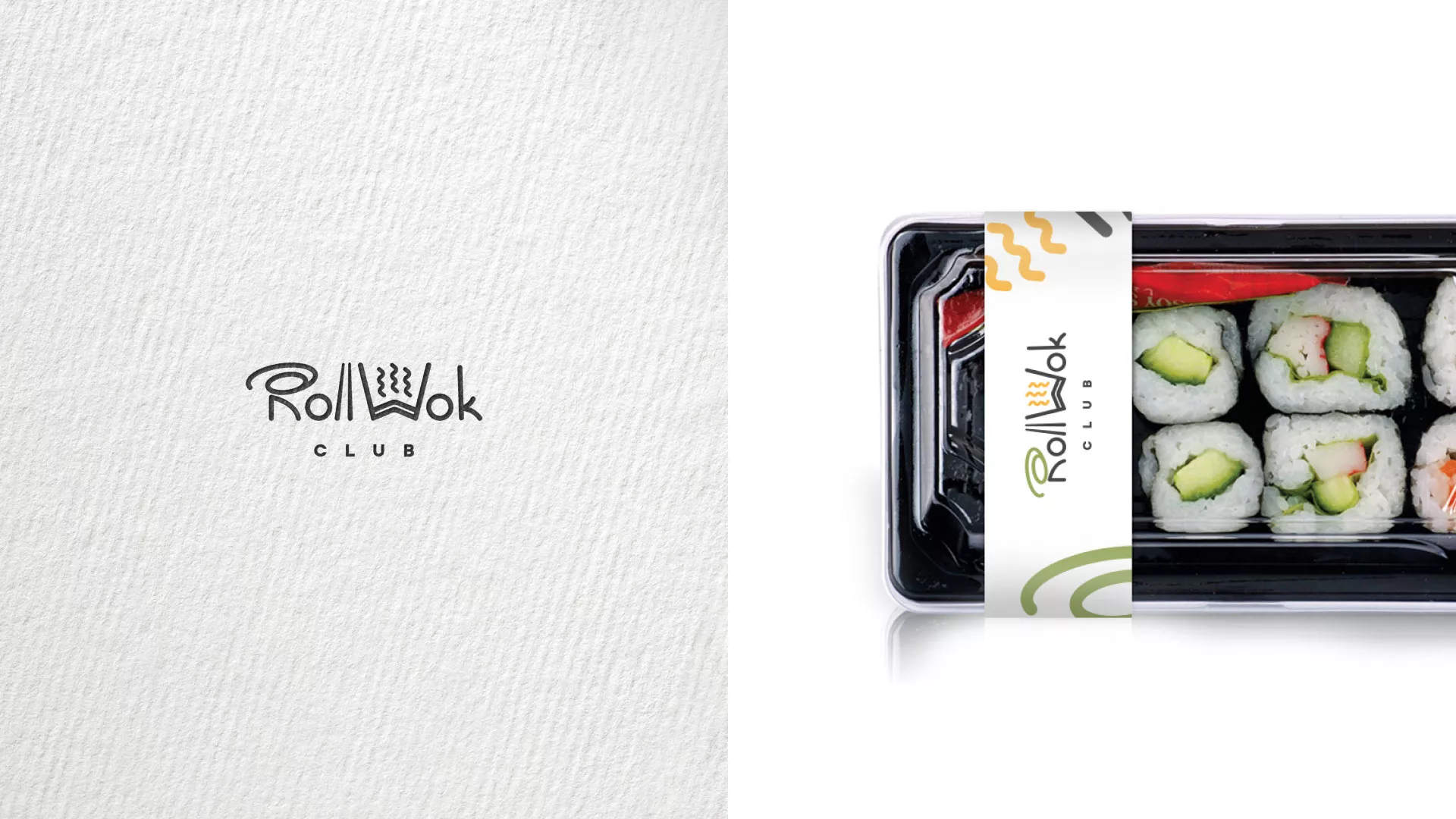Разработка наклеек для суши-бара «Roll Wok Club» в Юхнове