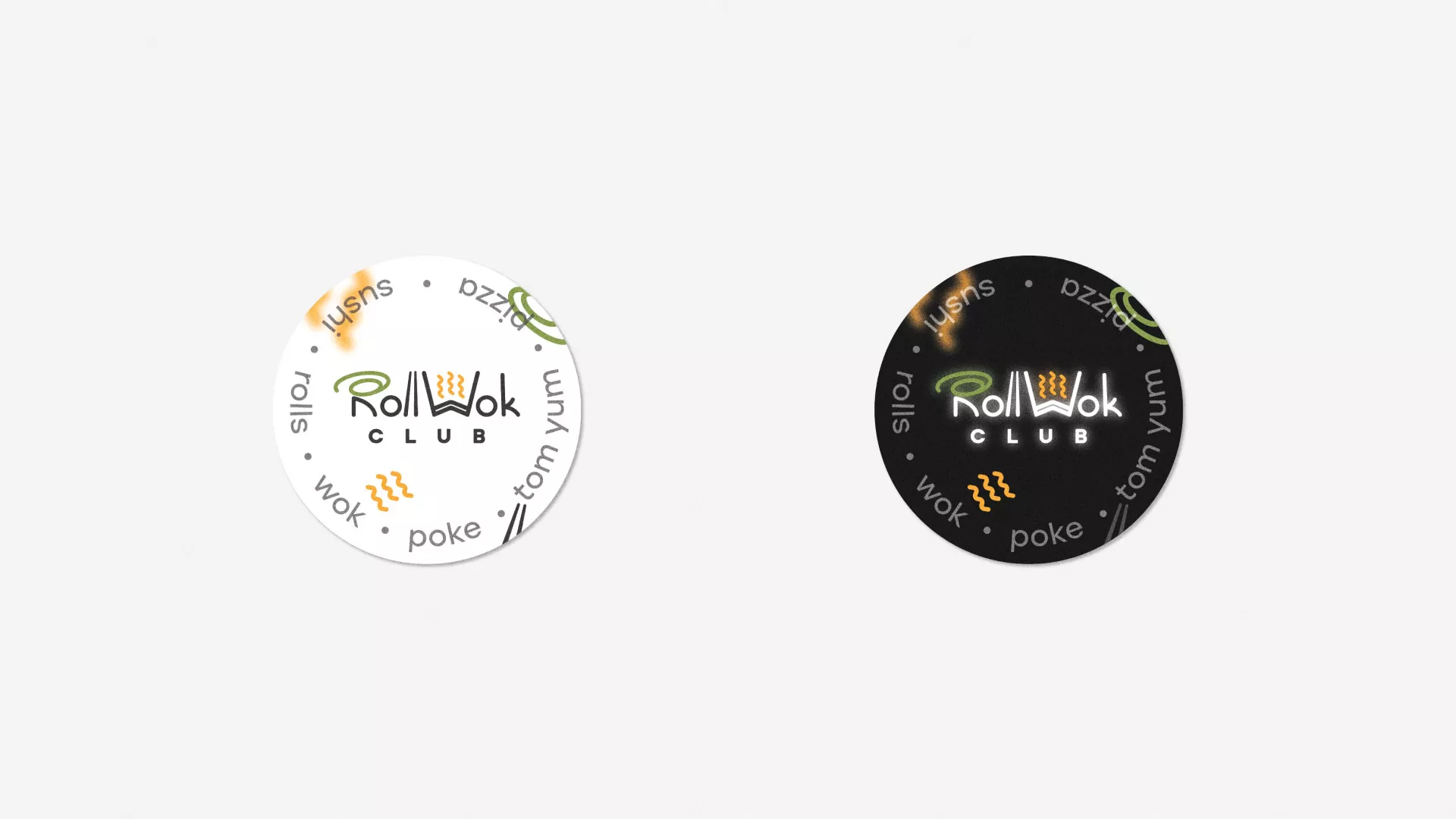 Разработка наклеек для суши-бара «Roll Wok Club» в Юхнове